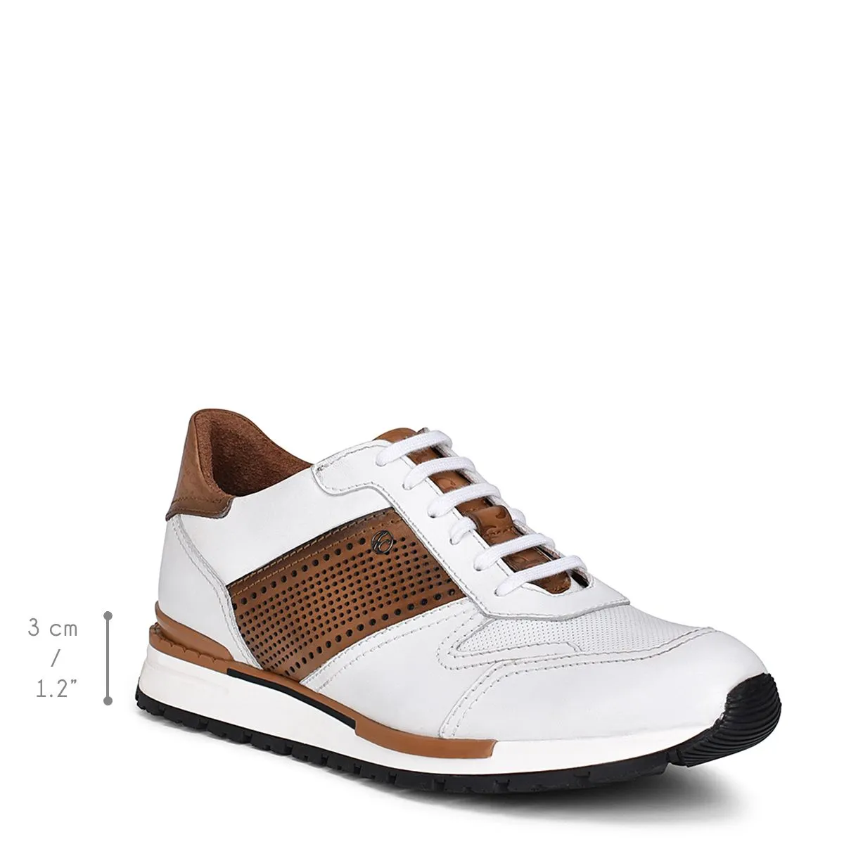 130KNTV - Cuadra white & brown casual fashion leather sneakers for men