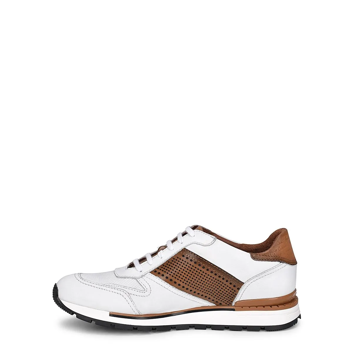 130KNTV - Cuadra white & brown casual fashion leather sneakers for men