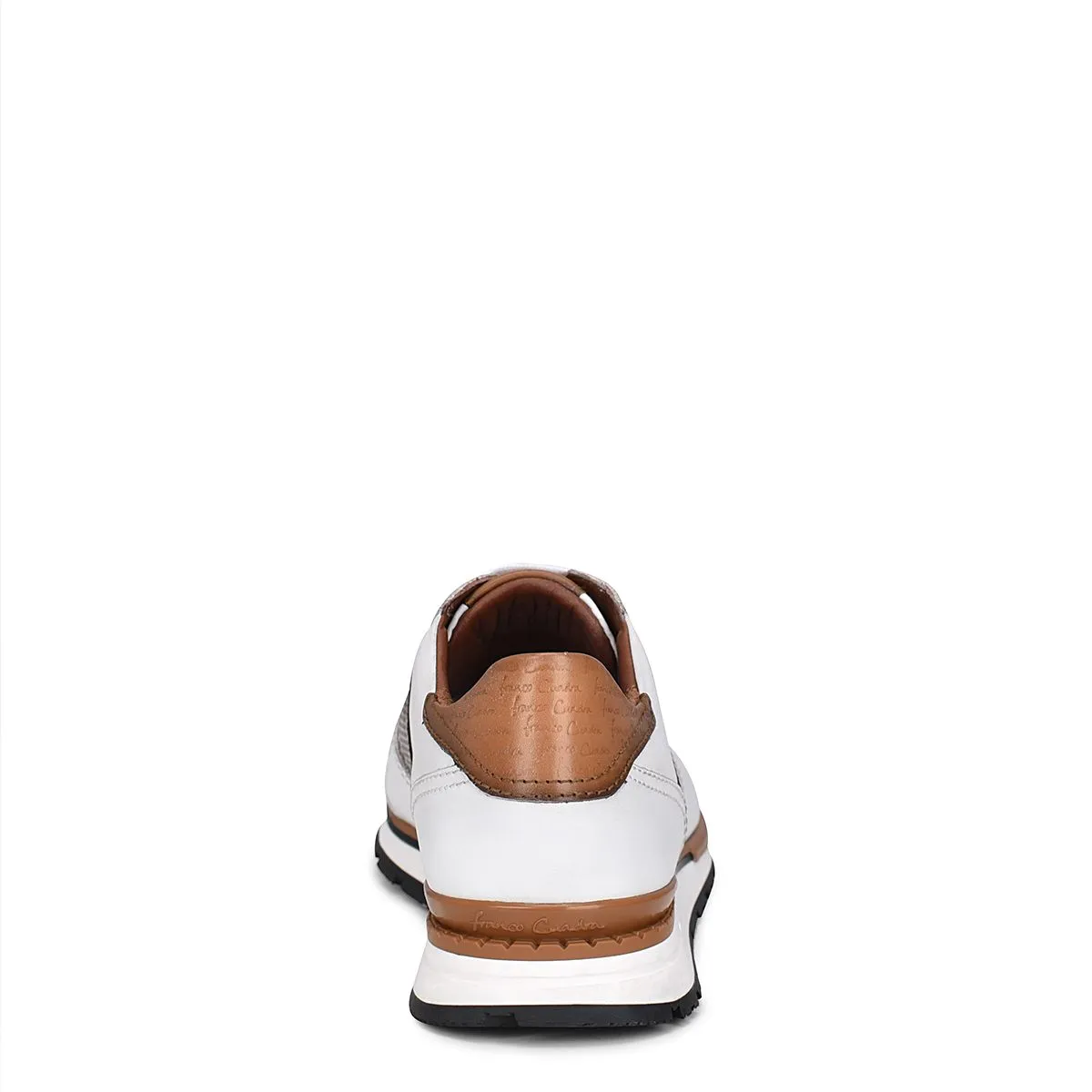 130KNTV - Cuadra white & brown casual fashion leather sneakers for men