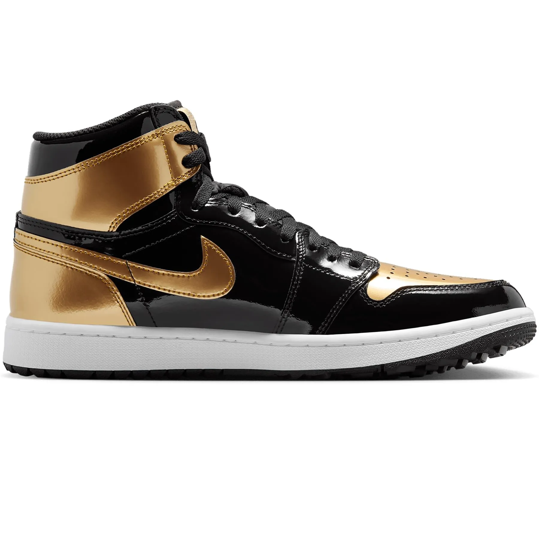 Air Jordan 1 High Top Golf Shoes Black/Metallic Gold - W24