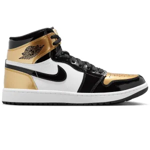 Air Jordan 1 High Top Golf Shoes Black/Metallic Gold - W24