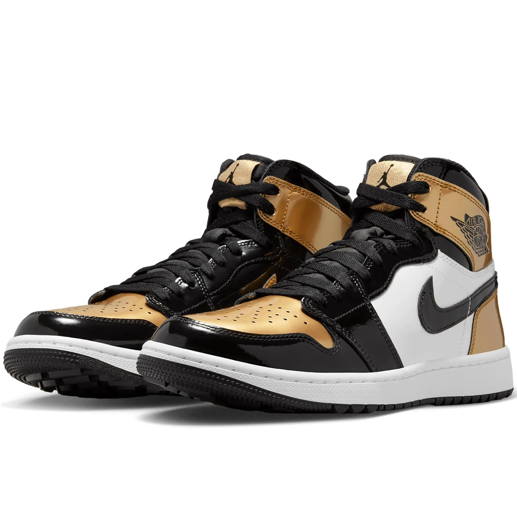 Air Jordan 1 High Top Golf Shoes Black/Metallic Gold - W24