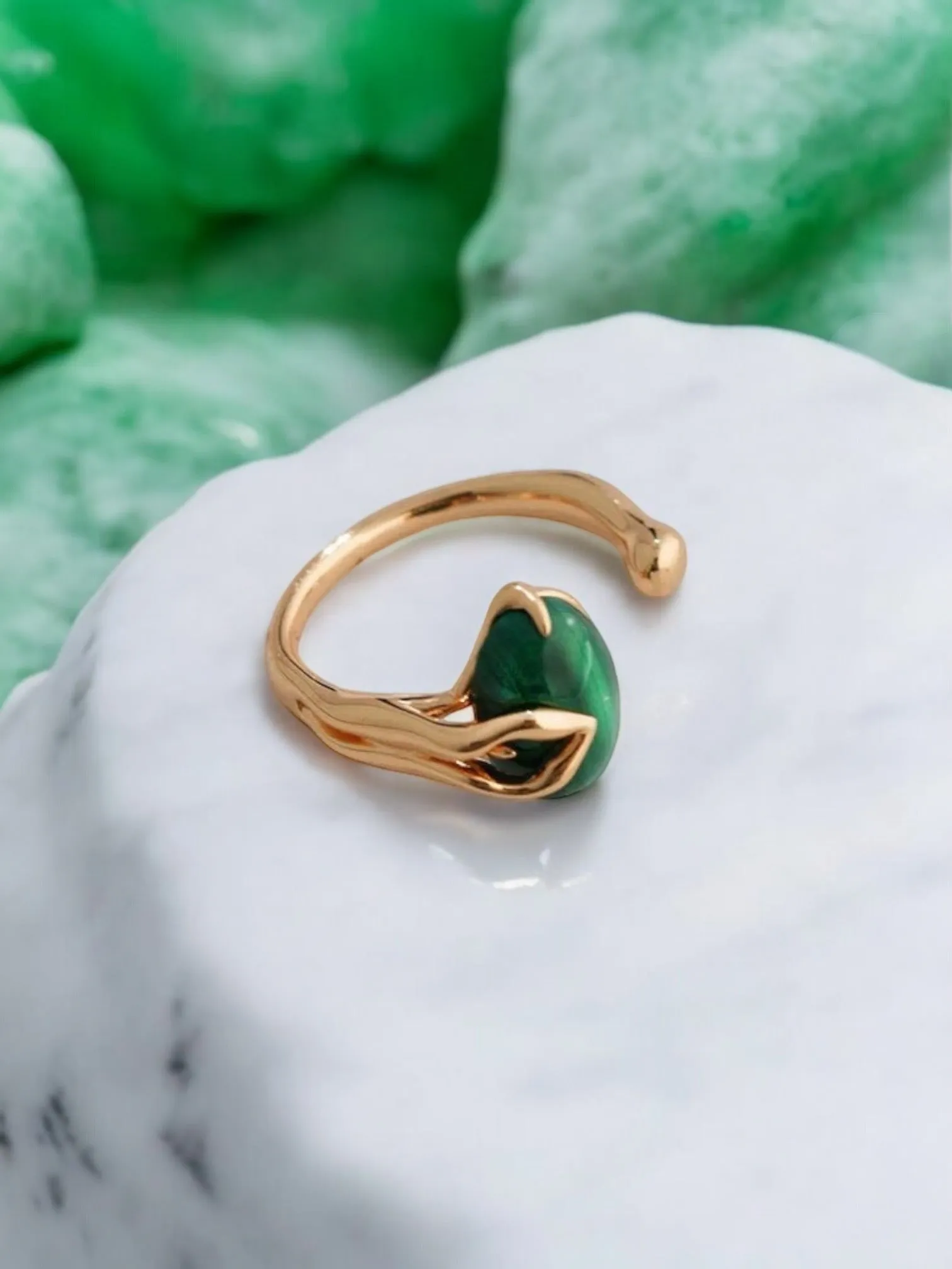 Alessandra - Natural Malachite Open Ring