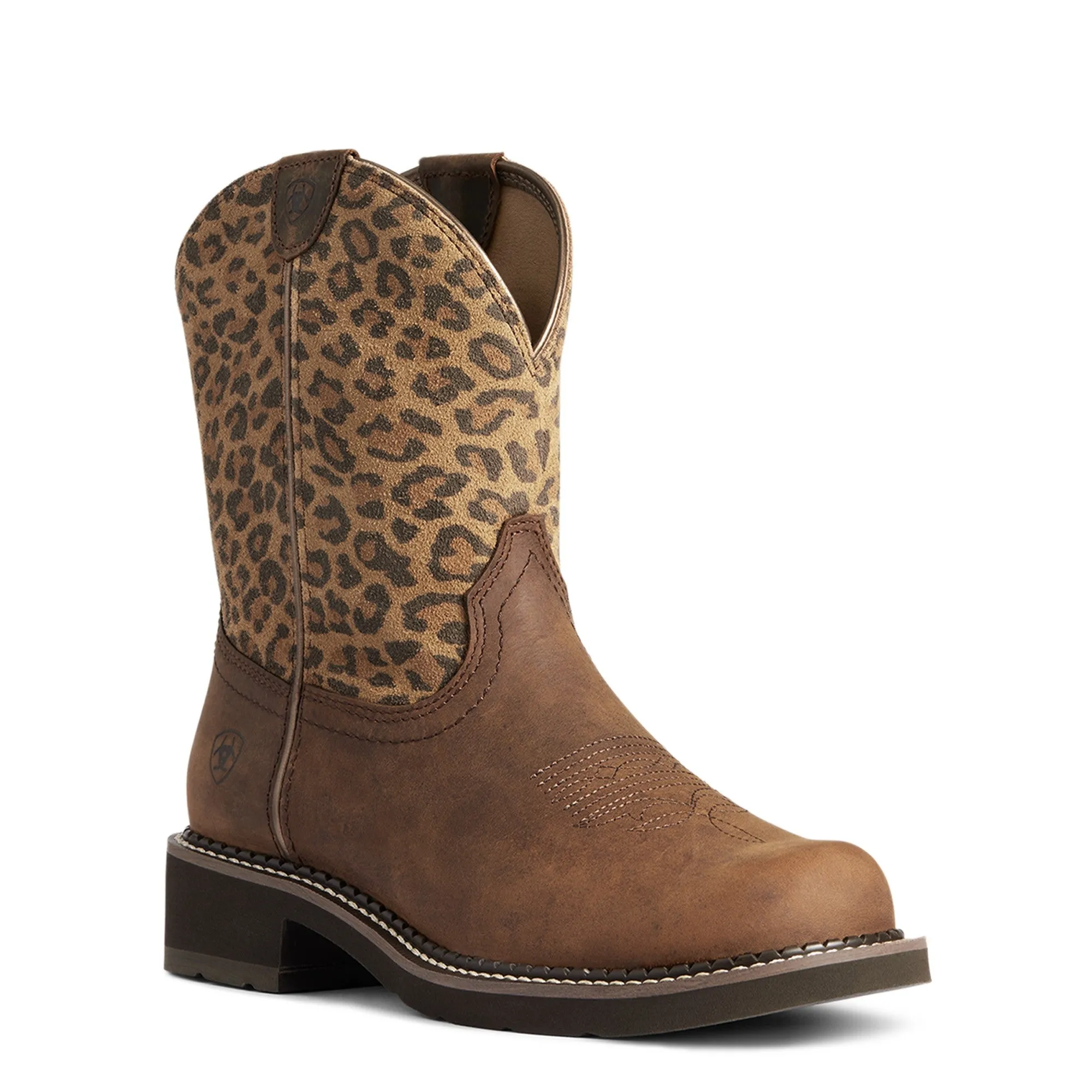 Ariat Ladies Fatbaby Heritage Distressed Brown & Leopard Boots 10035861