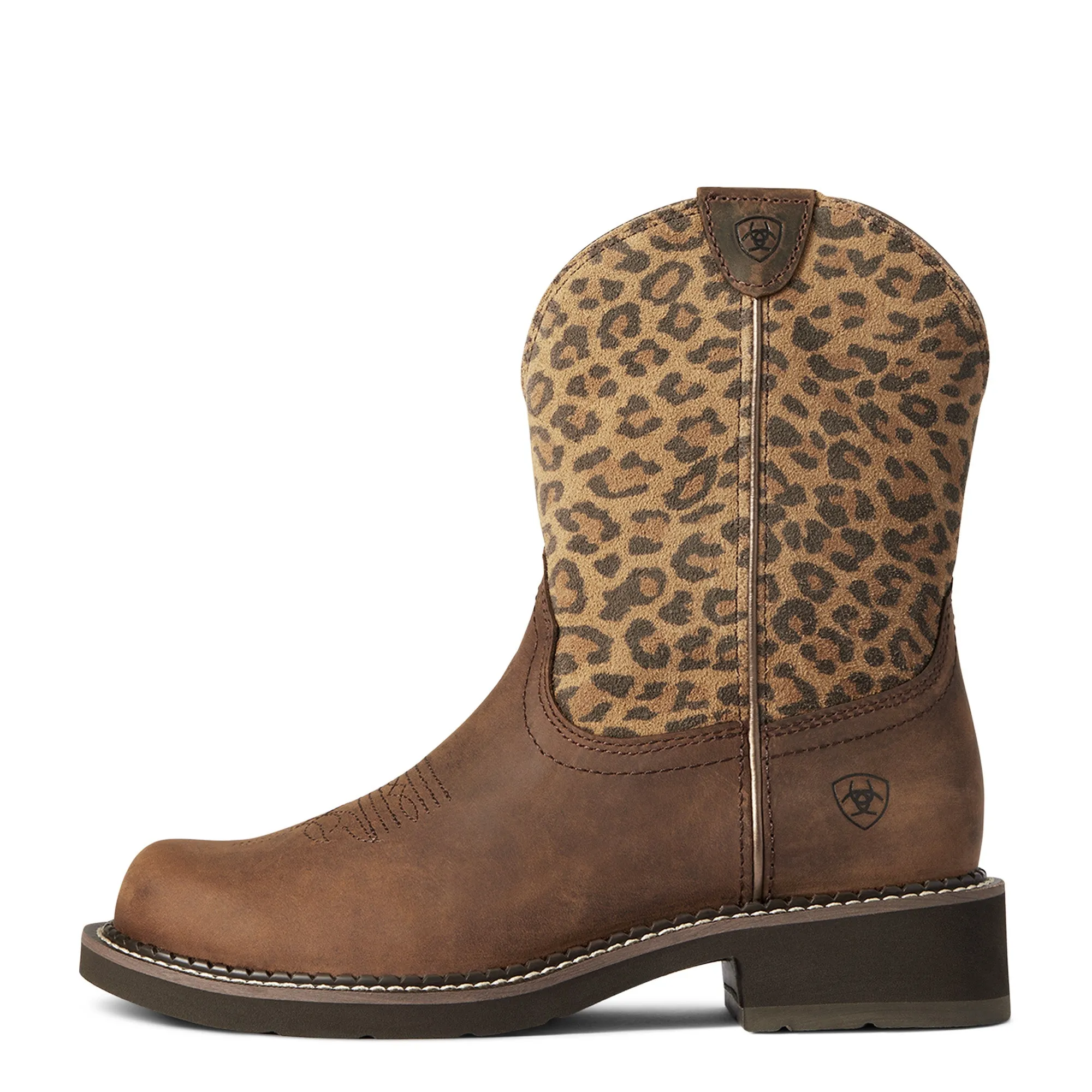 Ariat Ladies Fatbaby Heritage Distressed Brown & Leopard Boots 10035861