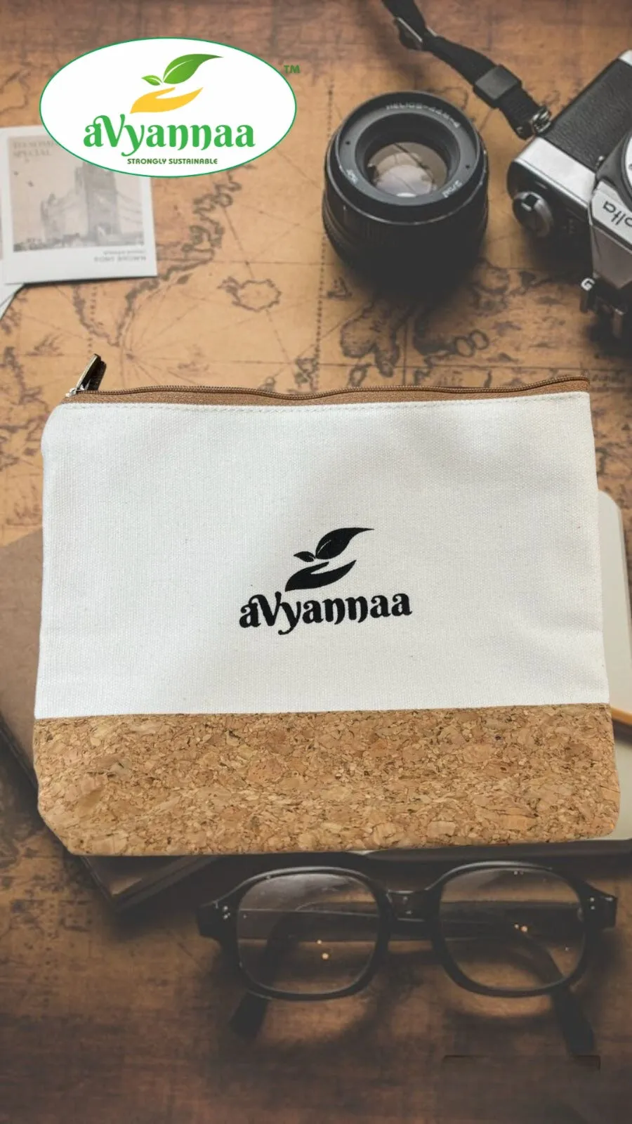 aVyannaa Canvas Cork Everyday Pouch