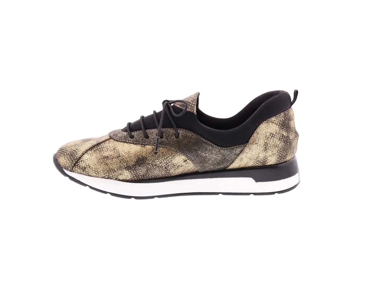 Bellini Action Women Sneaker In Gold Cracked.