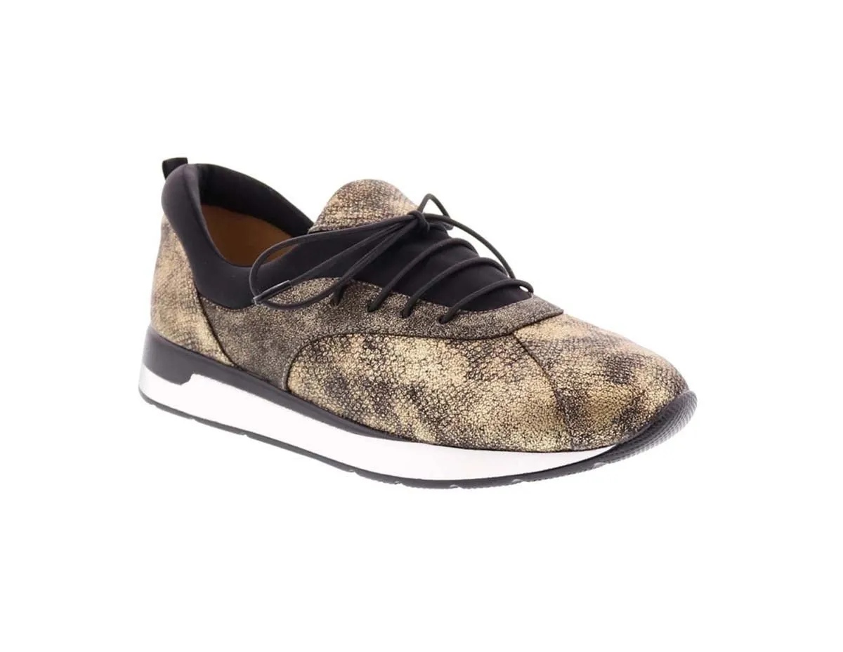 Bellini Action Women Sneaker In Gold Cracked.