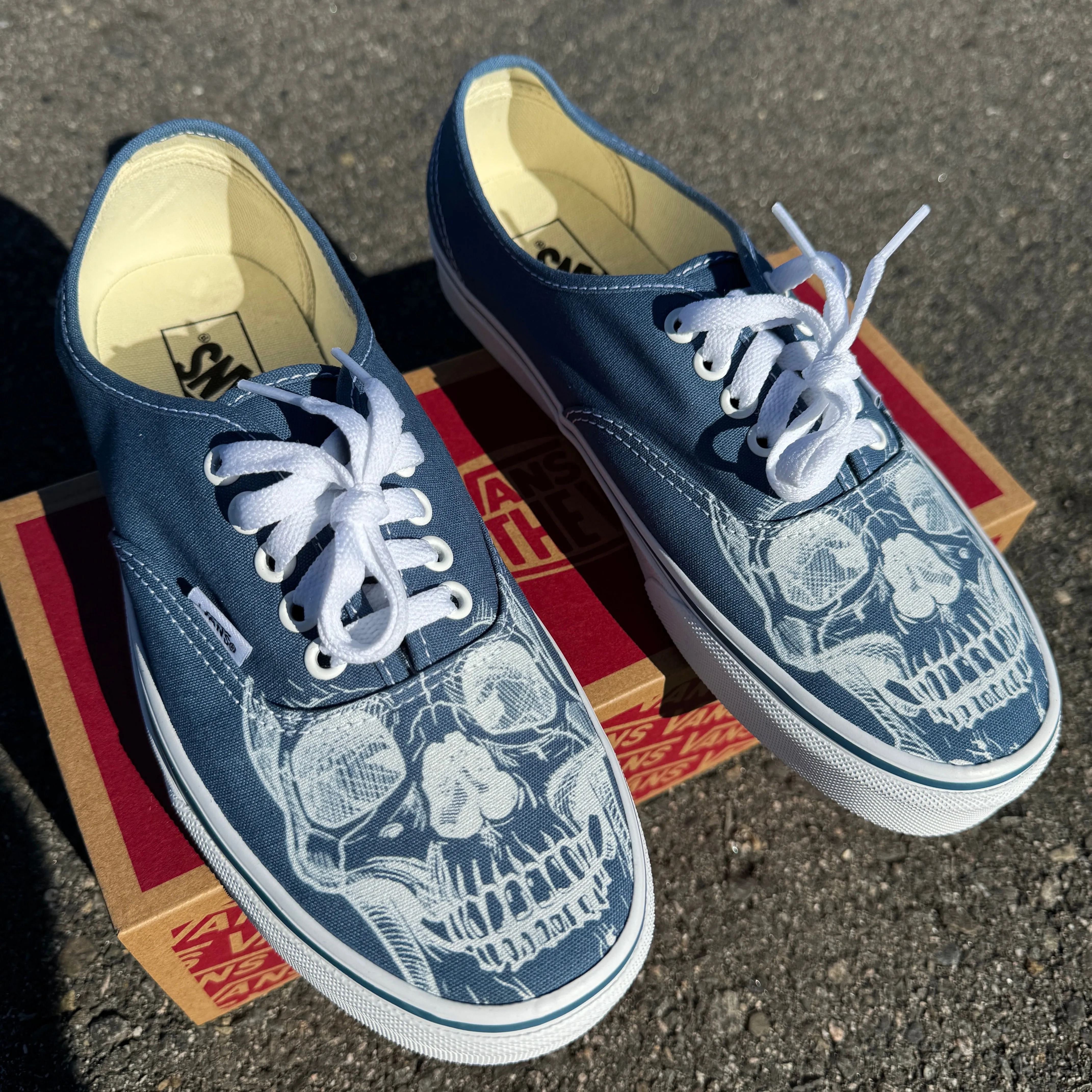 Big Skull Head Navy Authentic Vans Shoes