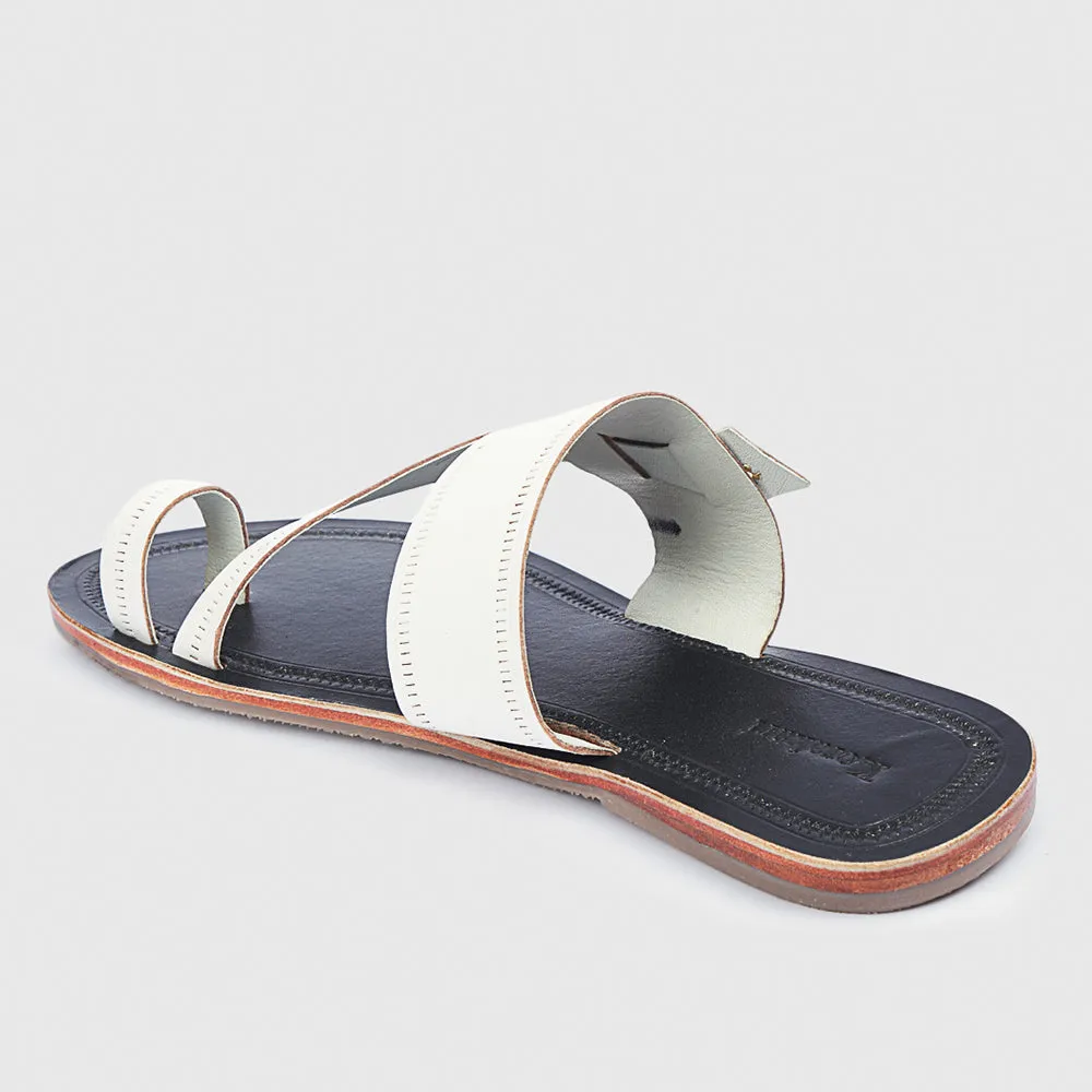 Black & White Handstitched Leather Kolhapuri Men Sandal