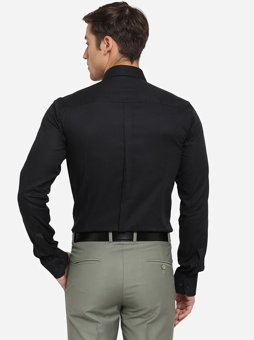 Black Dobby Slim Fit Formal Shirt | JadeBlue