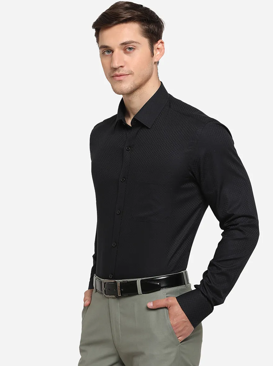 Black Dobby Slim Fit Formal Shirt | JadeBlue