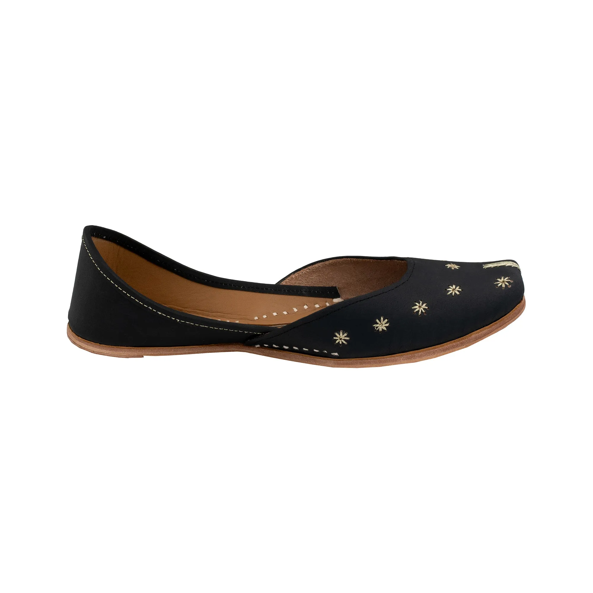 Black Ebony Women's Kolhapuri Leather Jutti