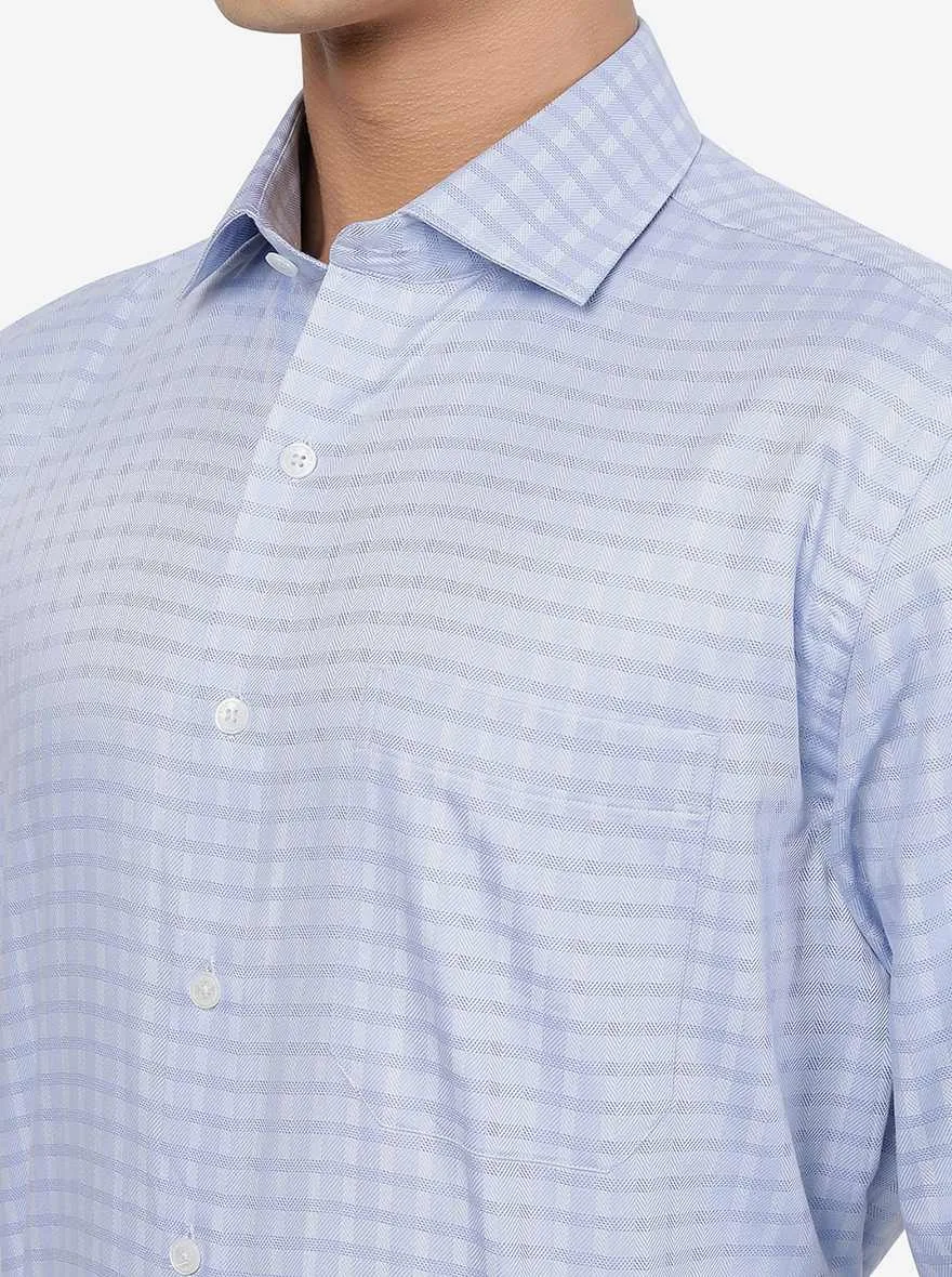 Blue Checked Slim Fit Formal Shirt | JadeBlue