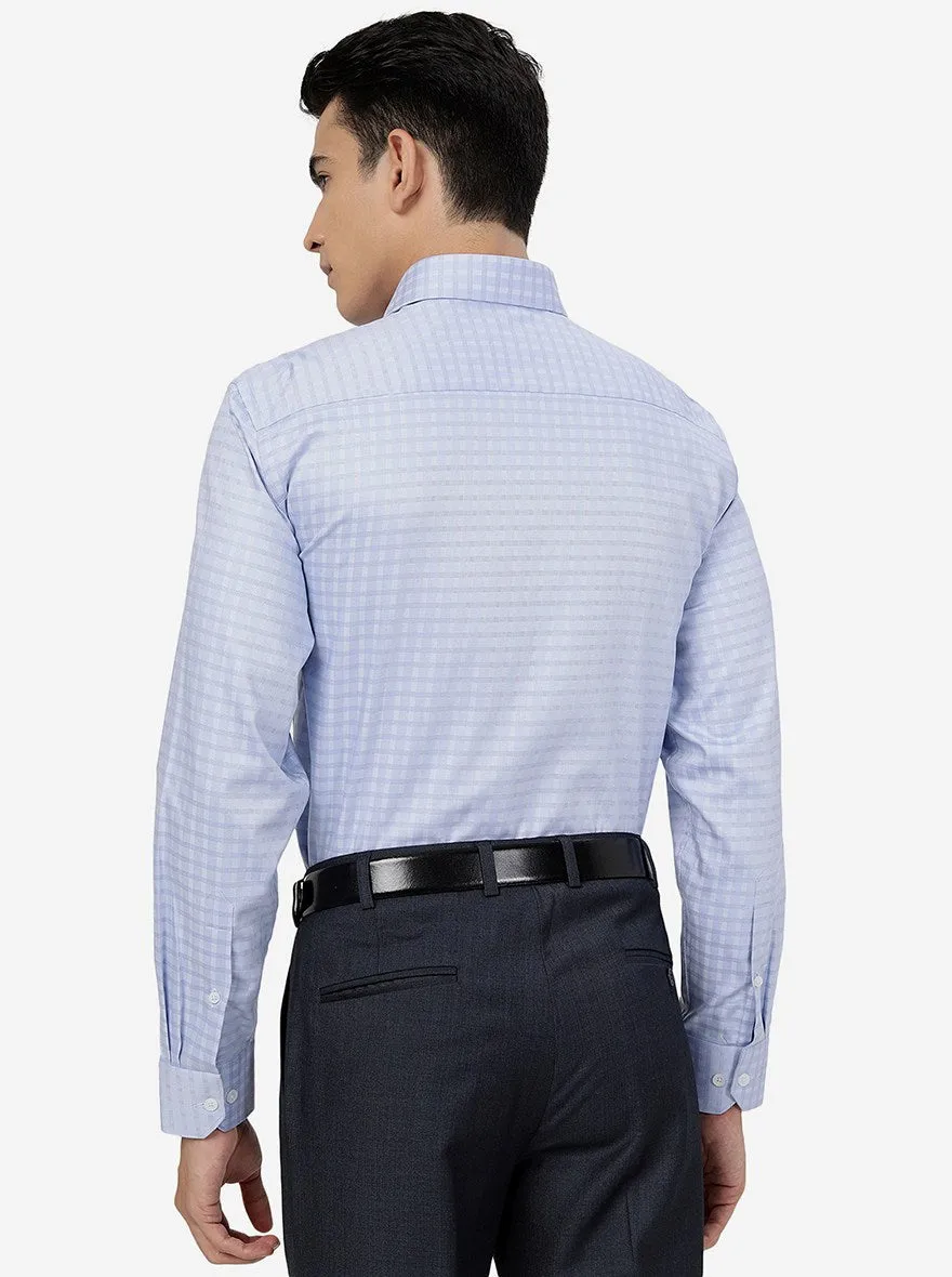 Blue Checked Slim Fit Formal Shirt | JadeBlue