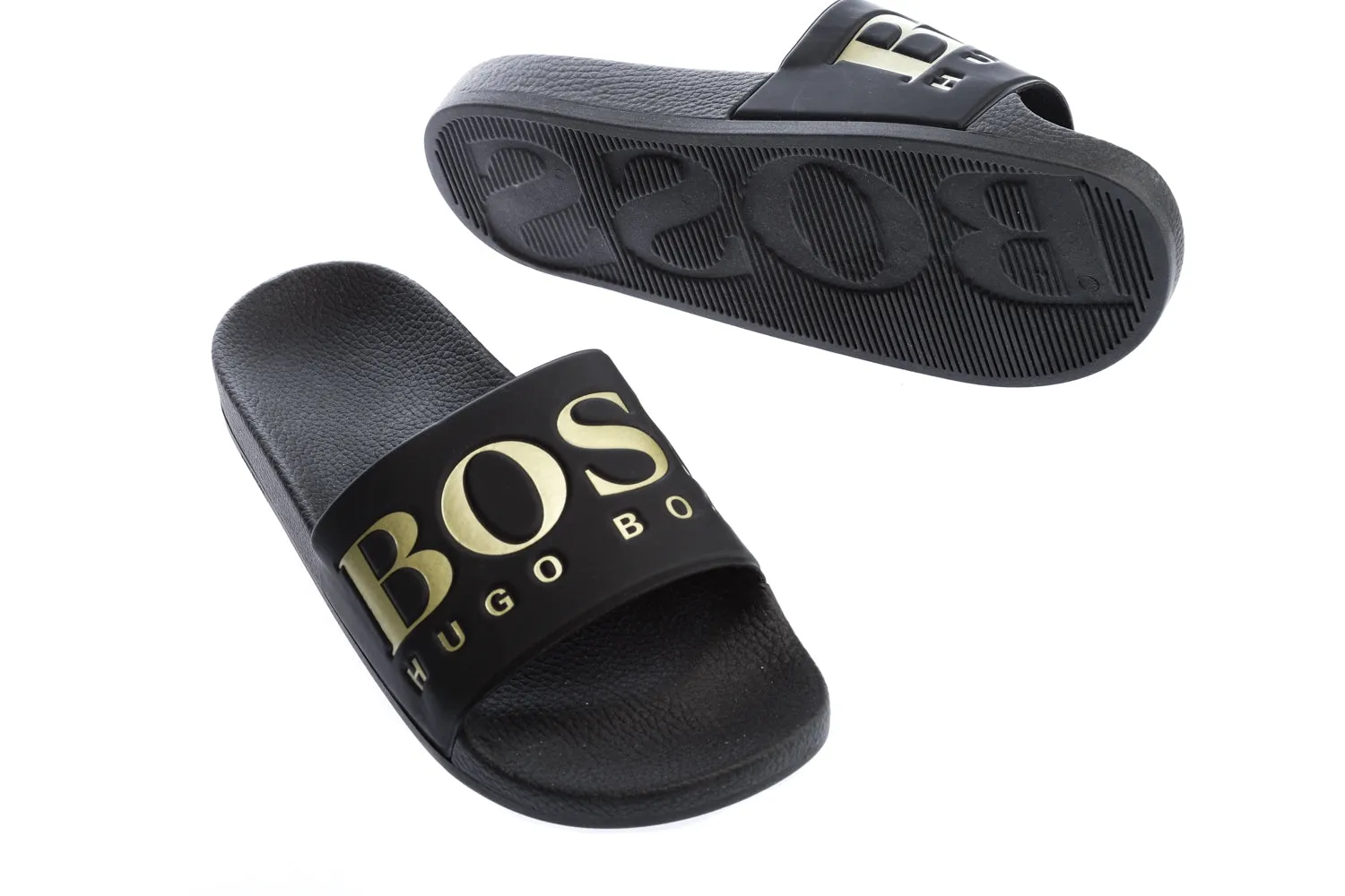 BOSS Solar Slid Logo Slides in Black & Gold