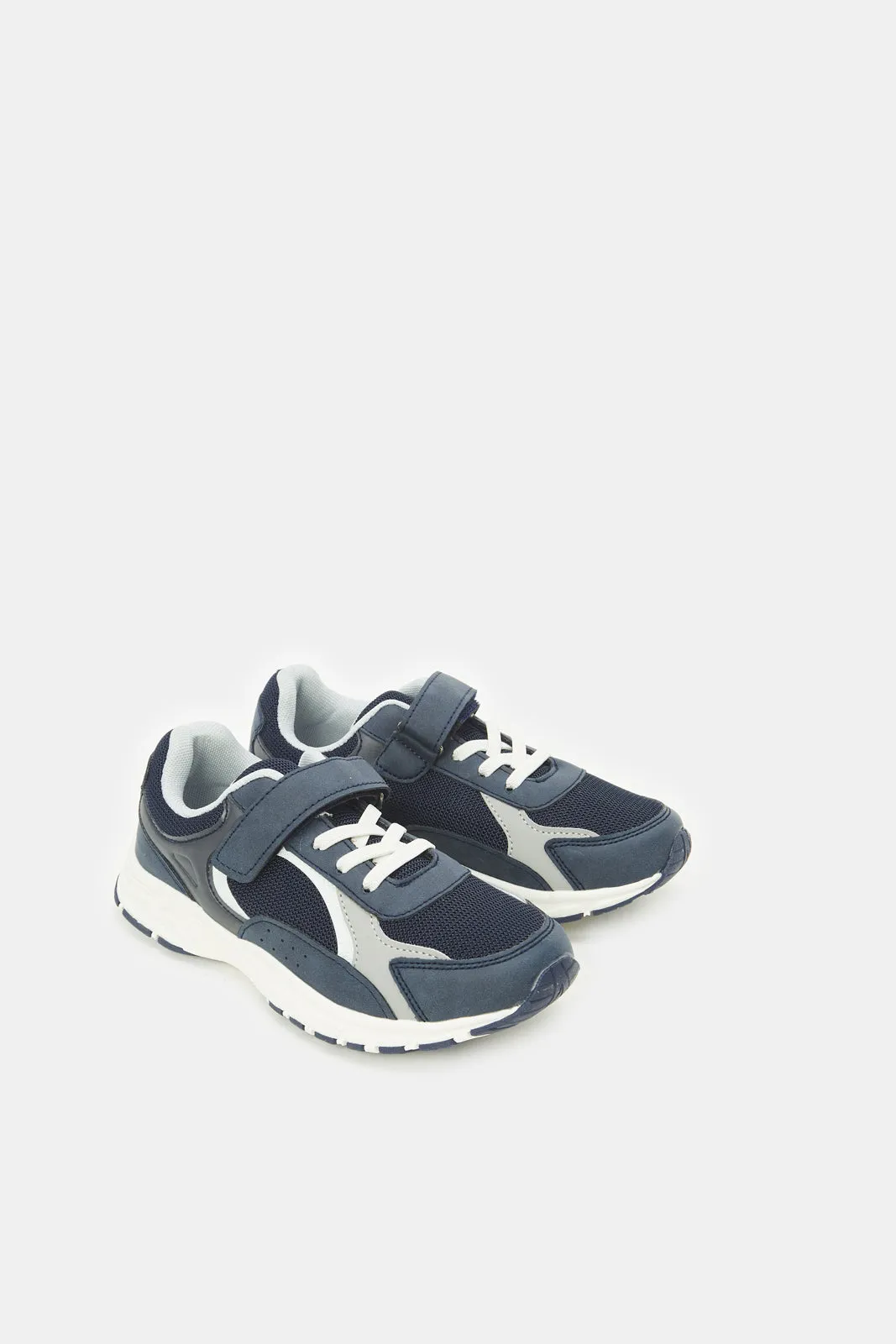 Boys Navy Colour Block Trainer