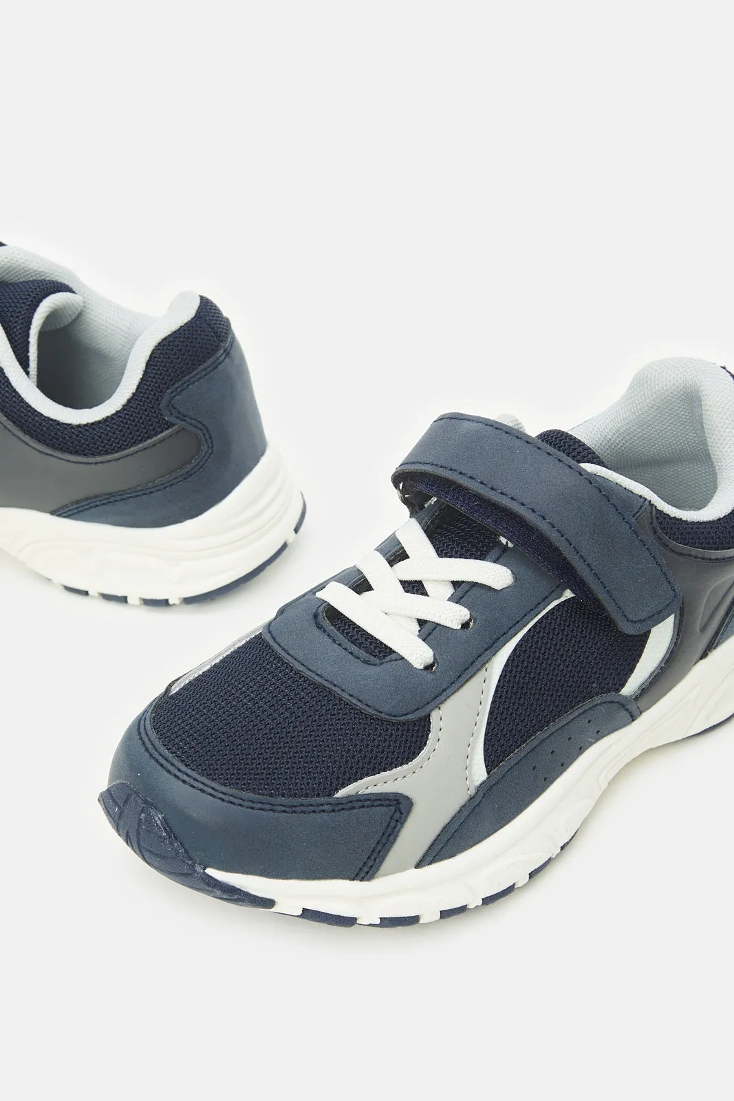 Boys Navy Colour Block Trainer