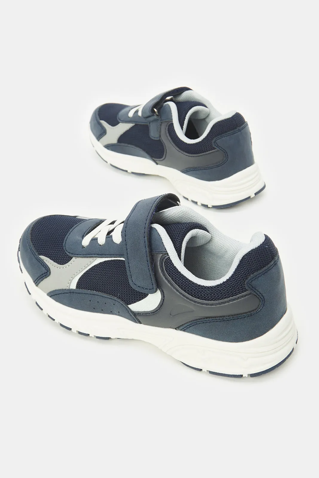 Boys Navy Colour Block Trainer