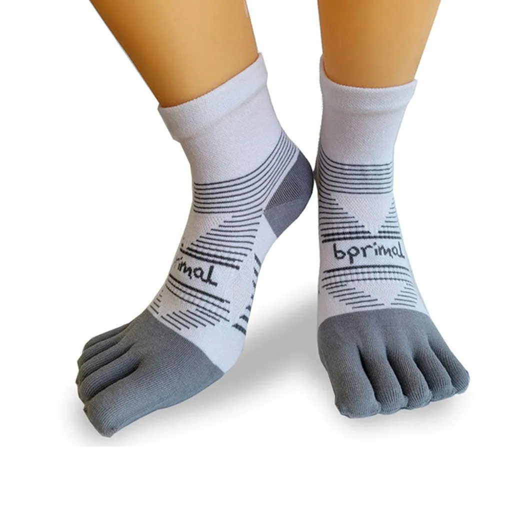 Bprimal Performance Five-Toe Socks - Regular Weight - Mini-Crew - White