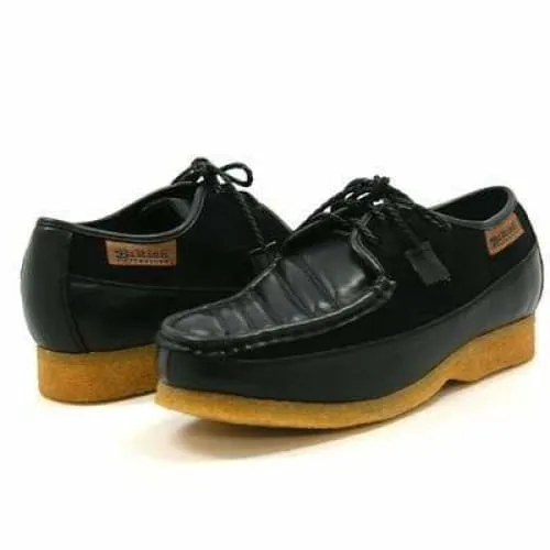 British Walkers Crown Men's Black Leather and Suede Crepe Sole