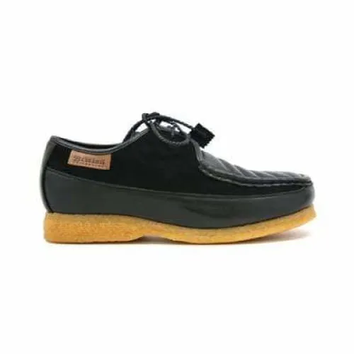 British Walkers Crown Men's Black Leather and Suede Crepe Sole