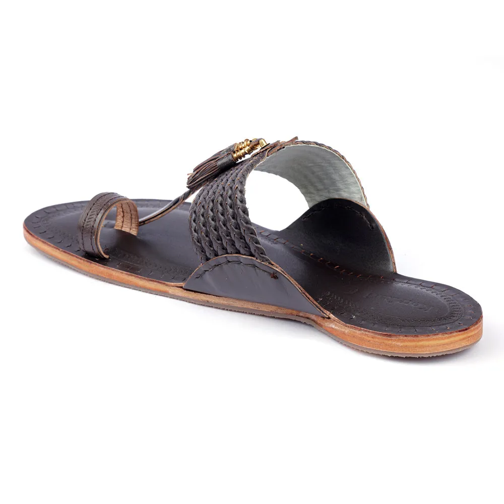 Brown Handstitched Leather Kolhapuri Men Slipper