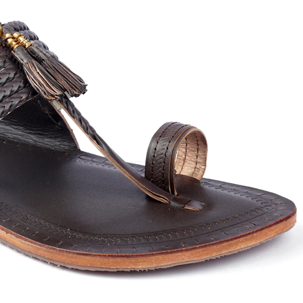 Brown Handstitched Leather Kolhapuri Men Slipper