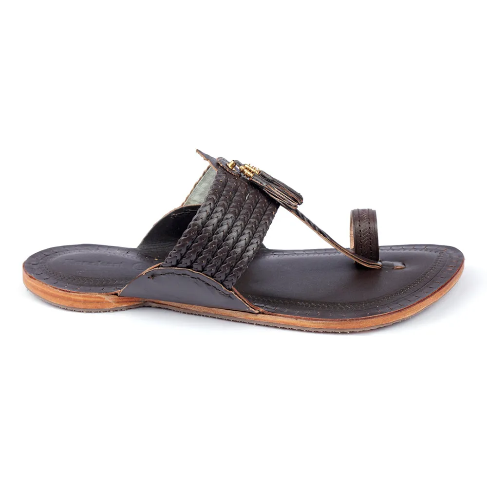 Brown Handstitched Leather Kolhapuri Men Slipper