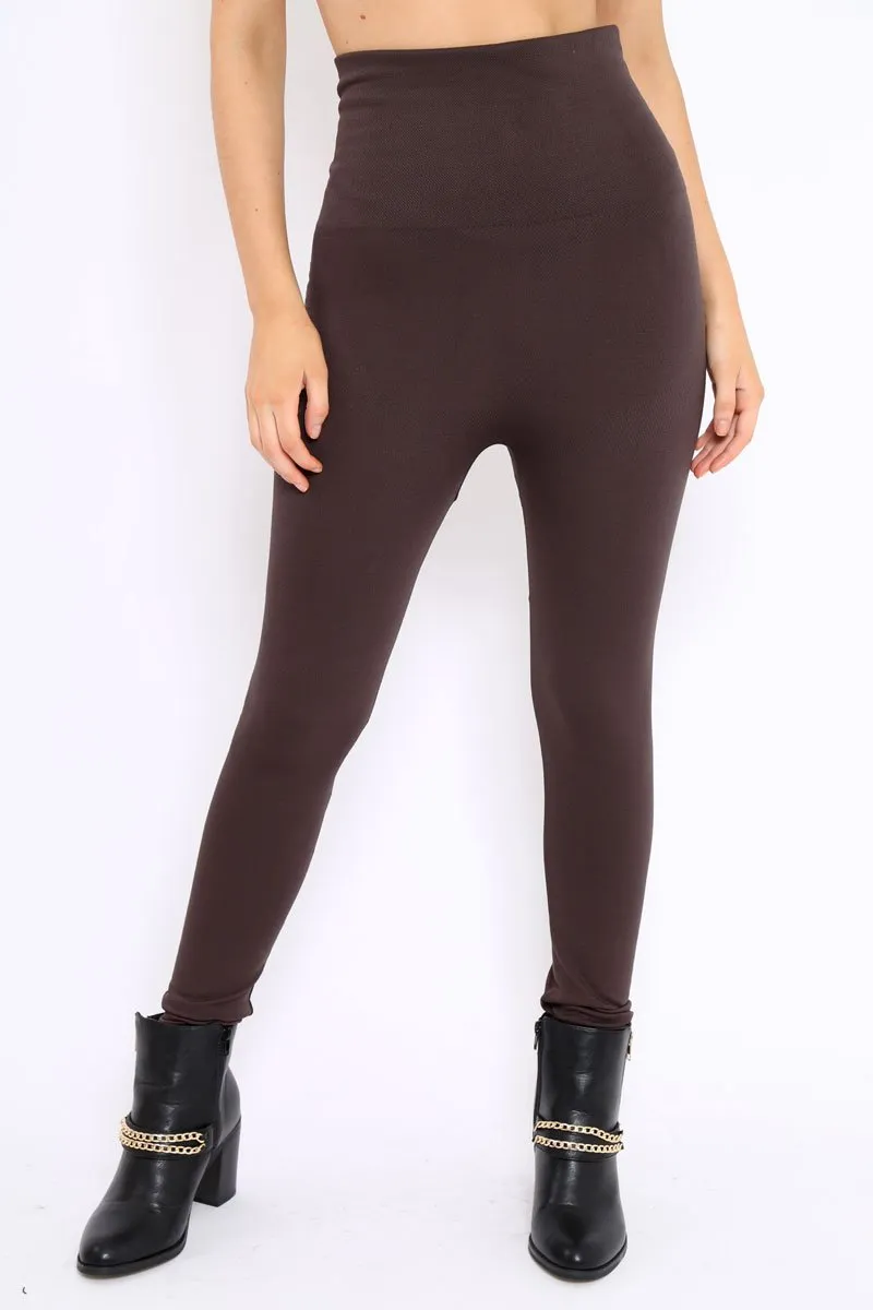 Brown High Waisted Shape Leggings - Binky