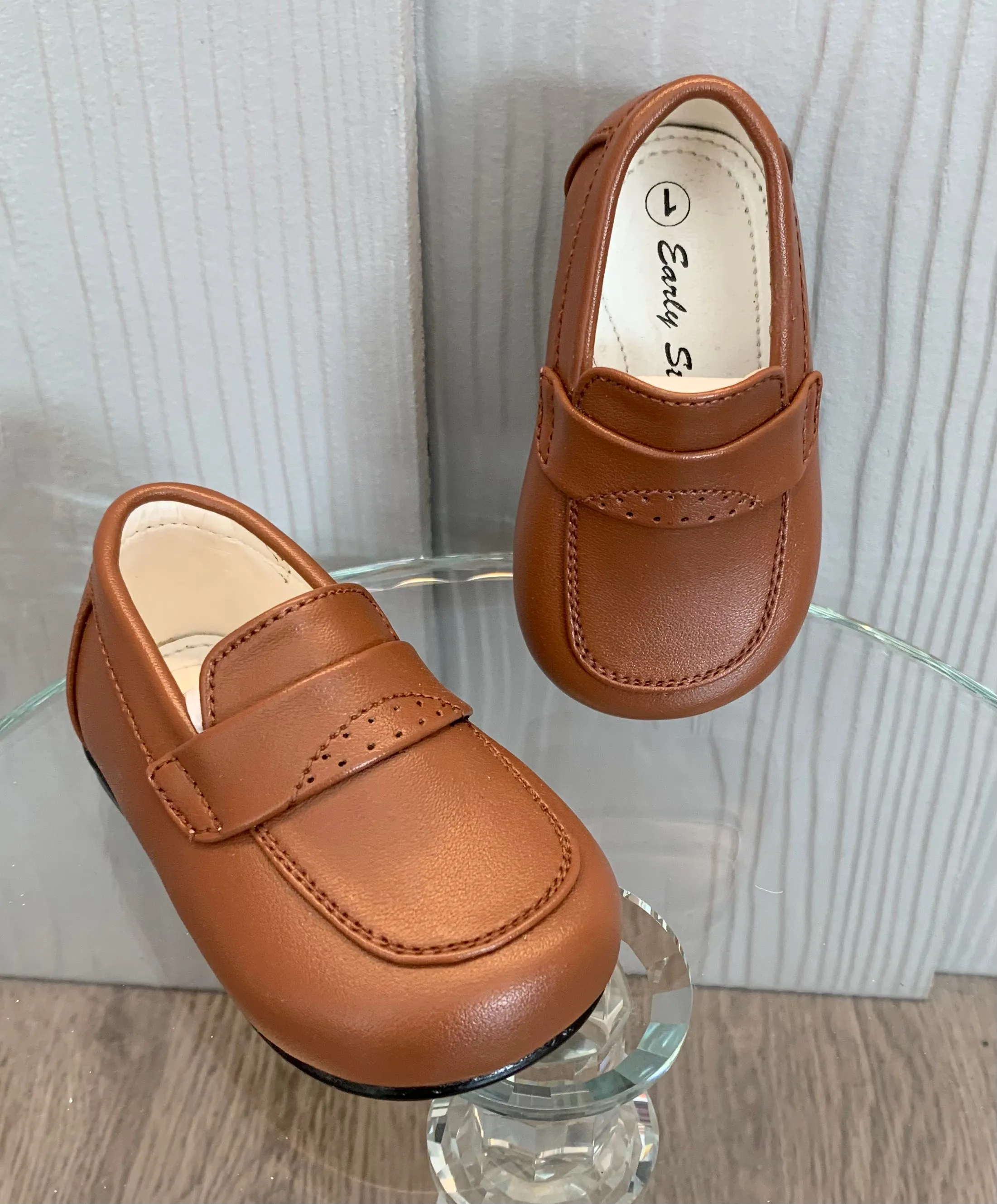 Brown leather loafer