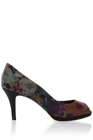 CECCONELLO MEI Floral Mid-Heel Peep Toe