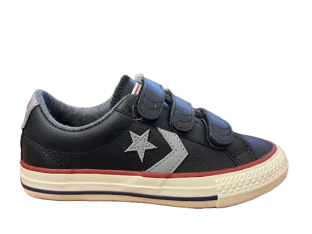 Converse scarpa da bambino in pelle con strappo Star Player 658155C nero