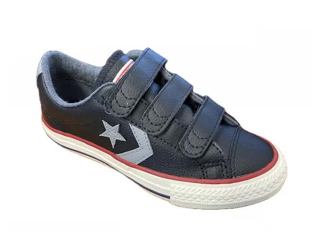 Converse scarpa da bambino in pelle con strappo Star Player 658155C nero