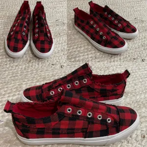 Corky's Babalu Red Buffalo Plaid Sneakers