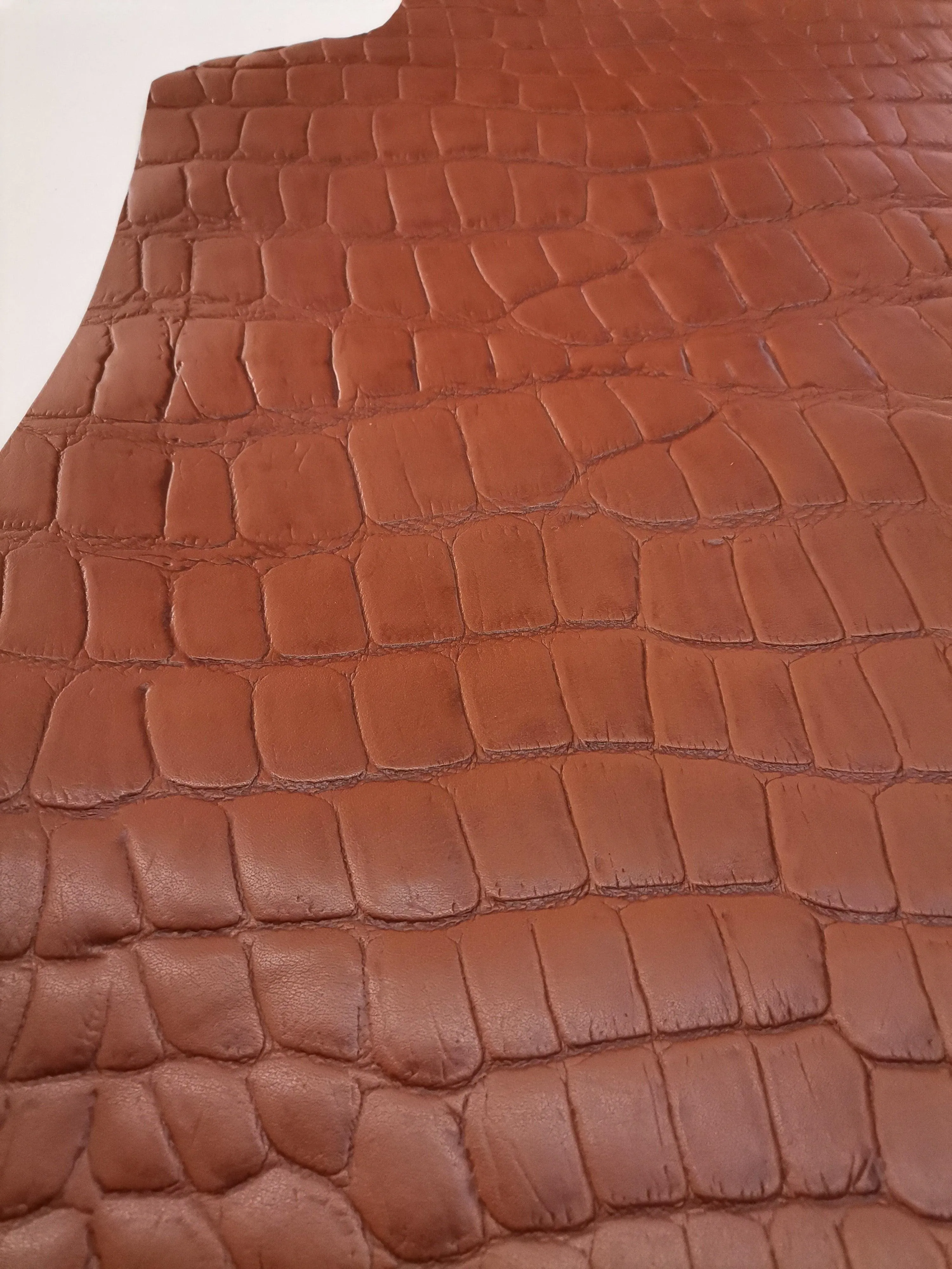 Cow embossed leather with big crocodile effect