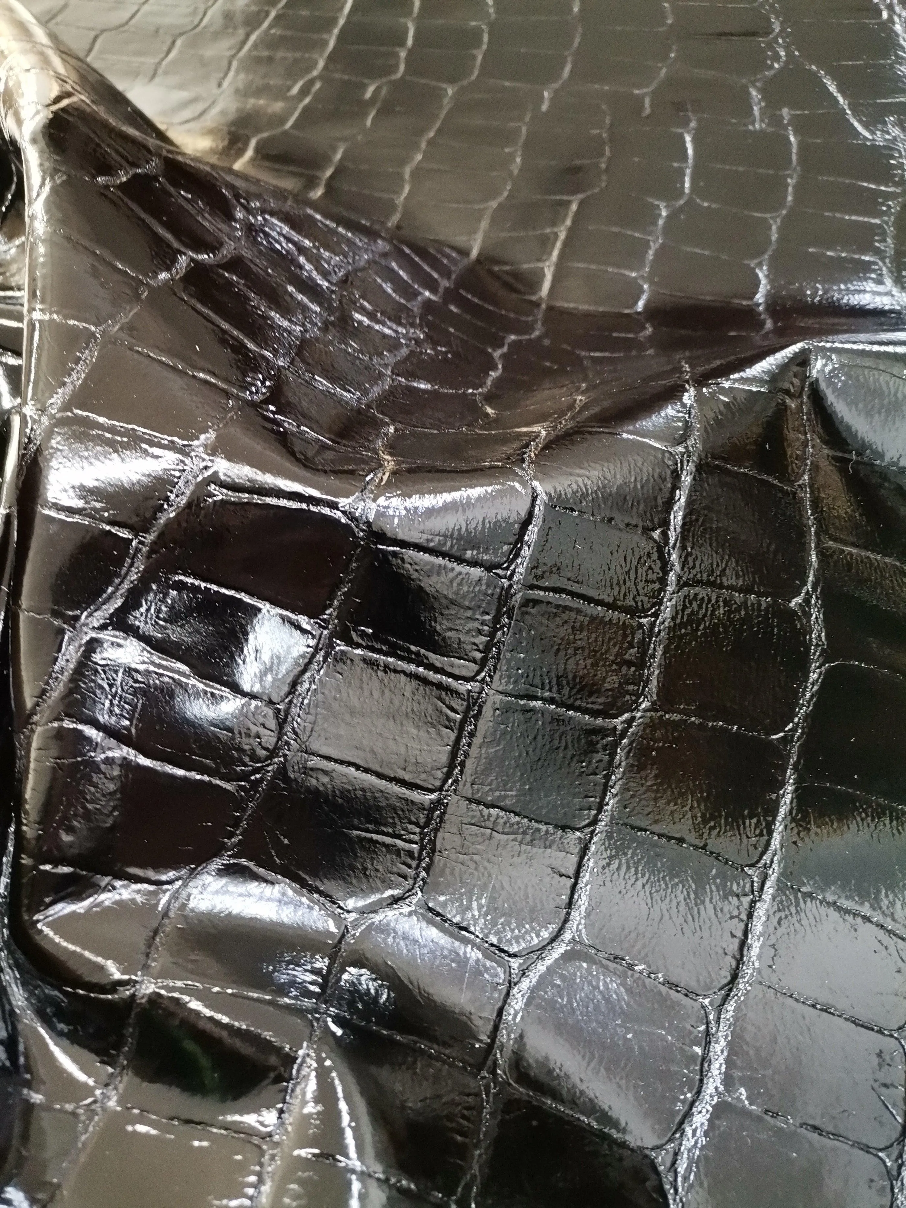 Cow embossed leather with big crocodile effect