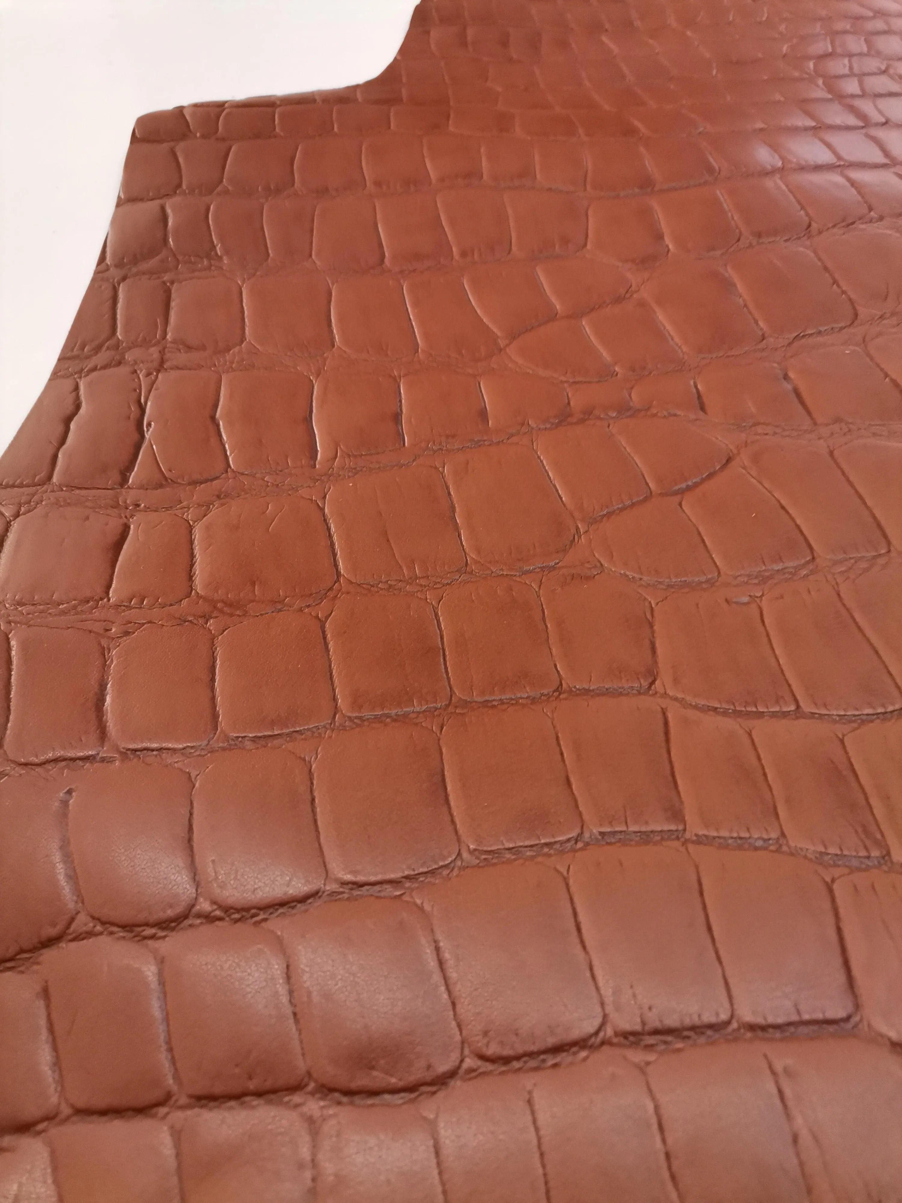 Cow embossed leather with big crocodile effect