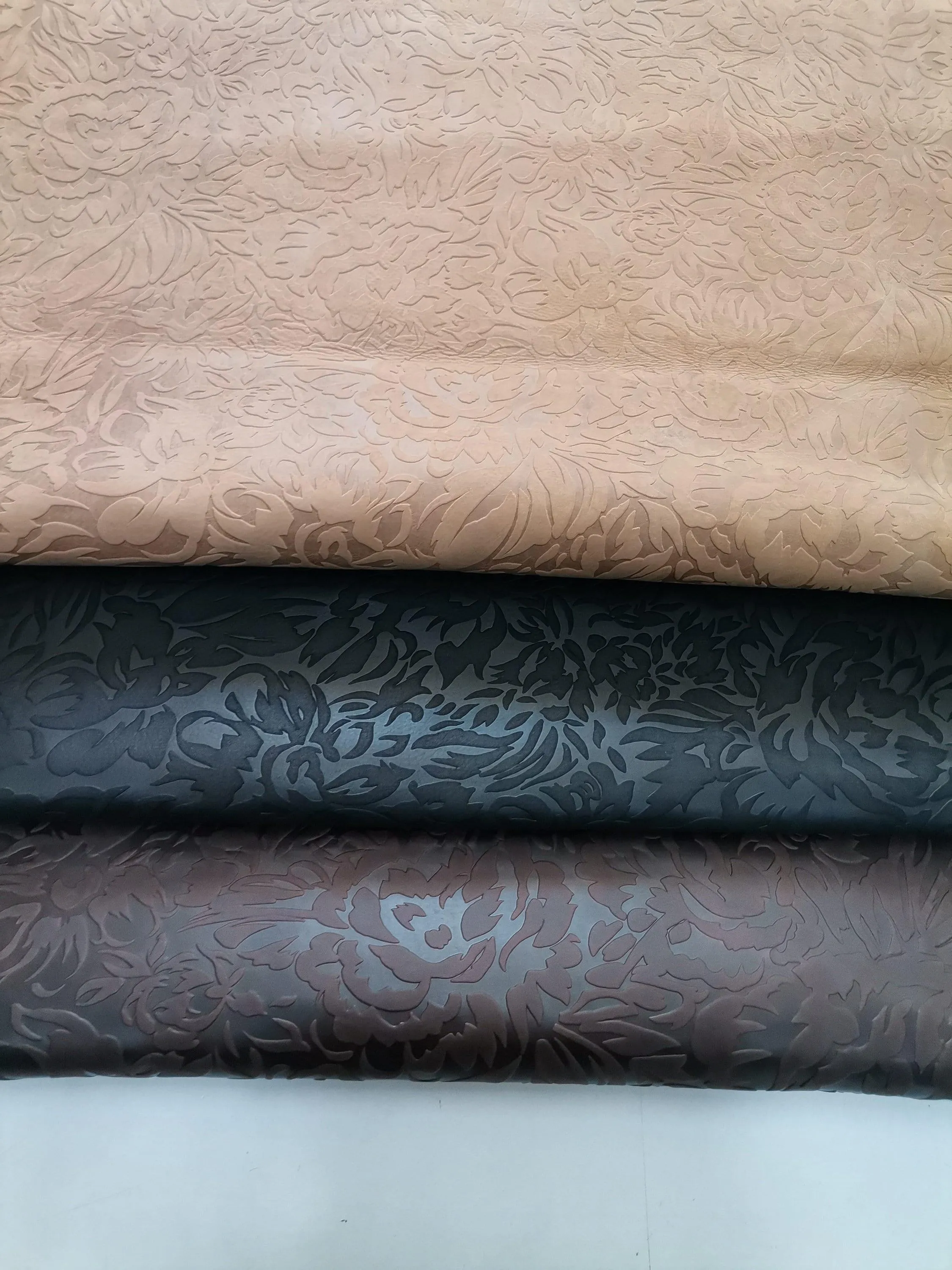 Cow floral printed leather, Genuine cowhide skin for Crafting, Leather Working and DIY thickness 1,1mm (3 oz)