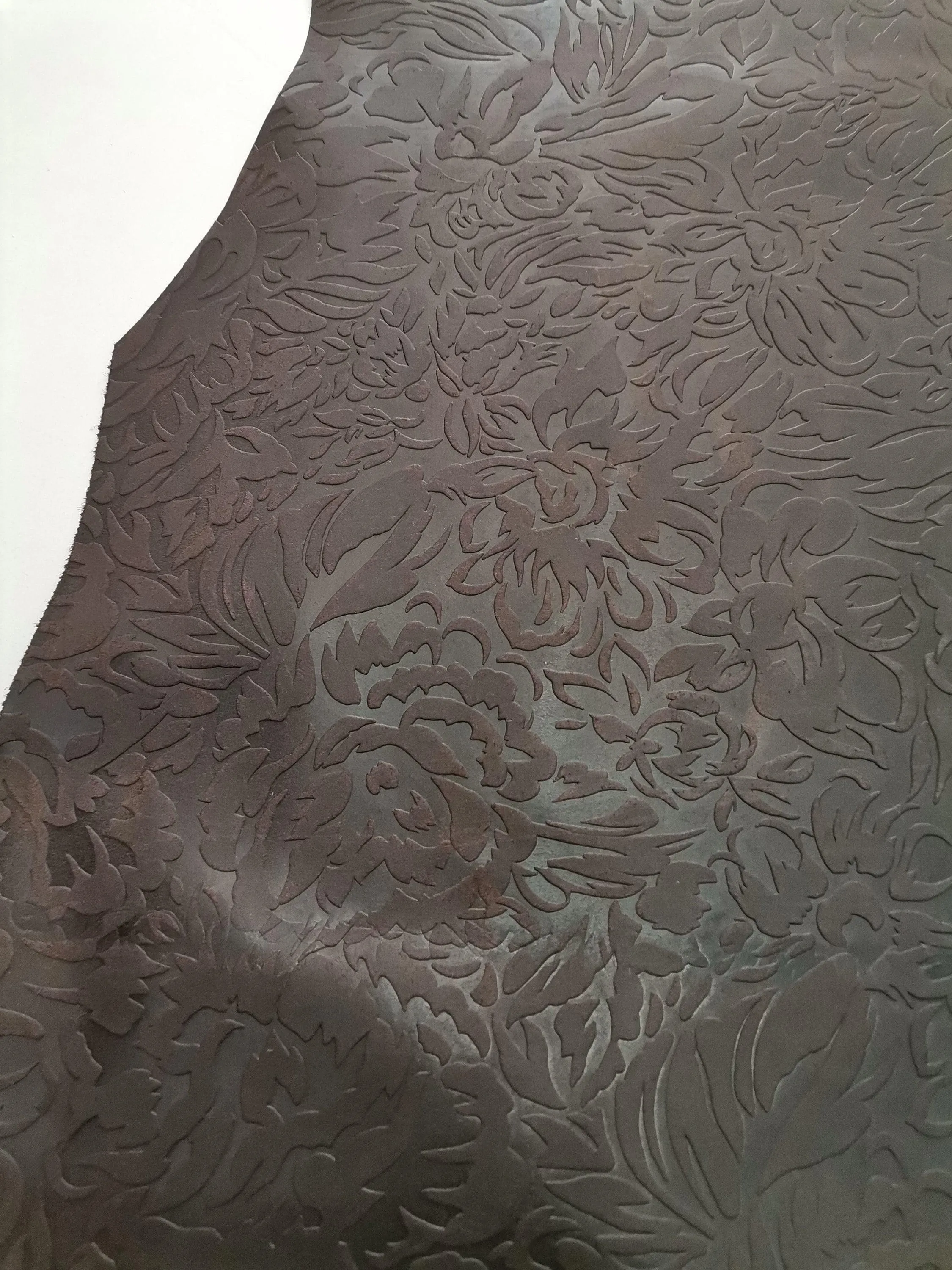 Cow floral printed suede leather, Genuine cowhide skin for Crafting, Leather Working and DIY thickness 1,1mm (3 oz)