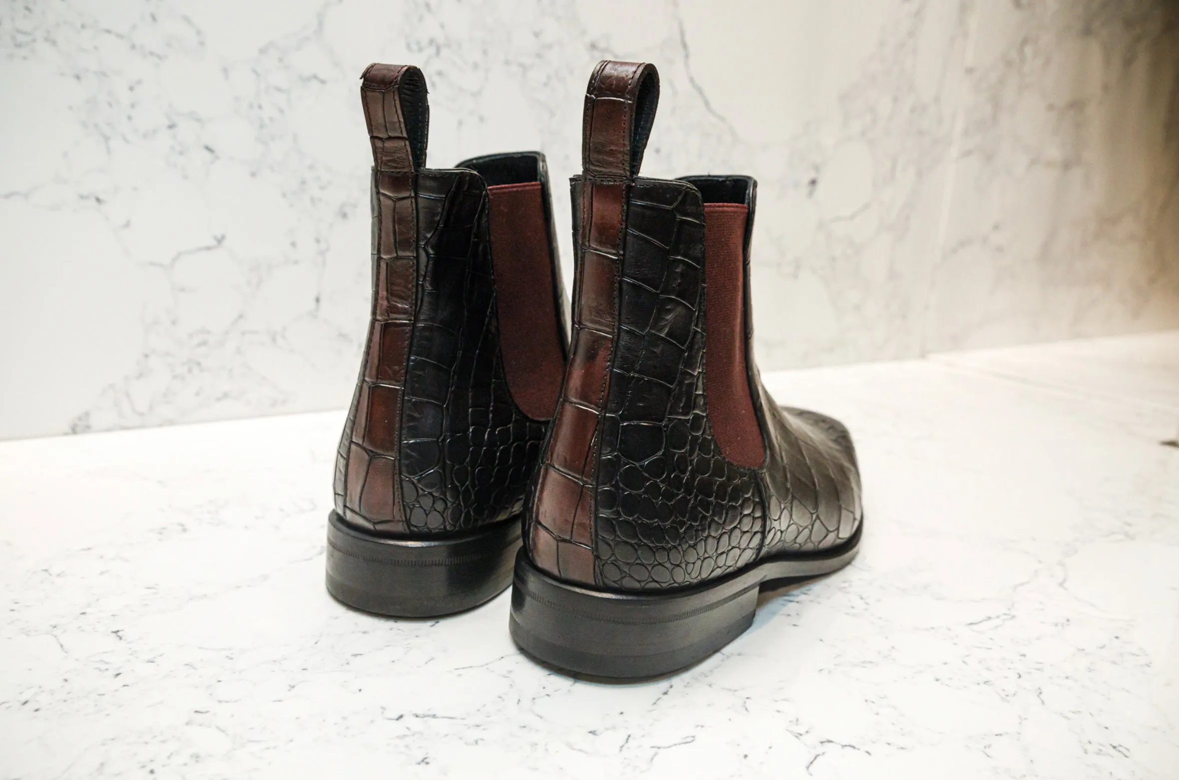 Croco Chelsea Boots - Black