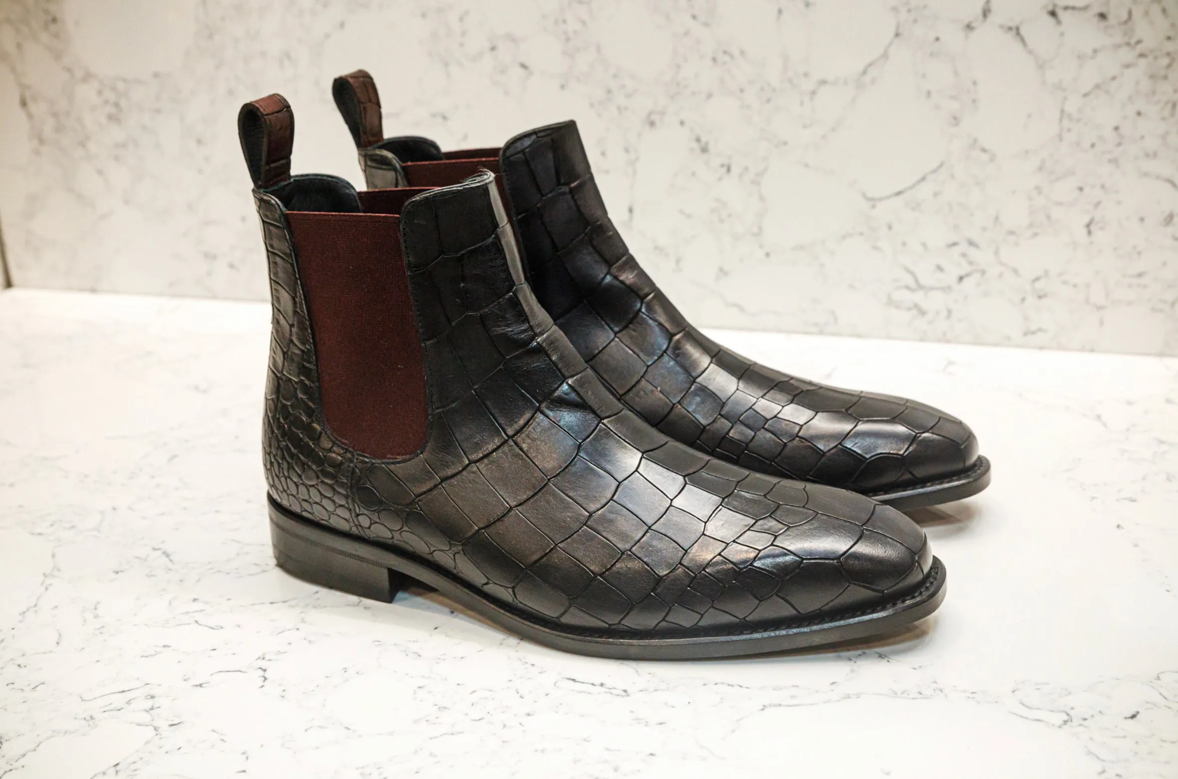 Croco Chelsea Boots - Black