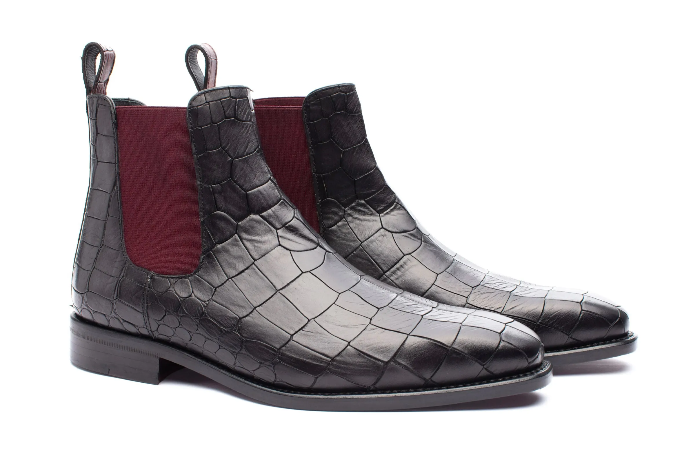 Croco Chelsea Boots - Black