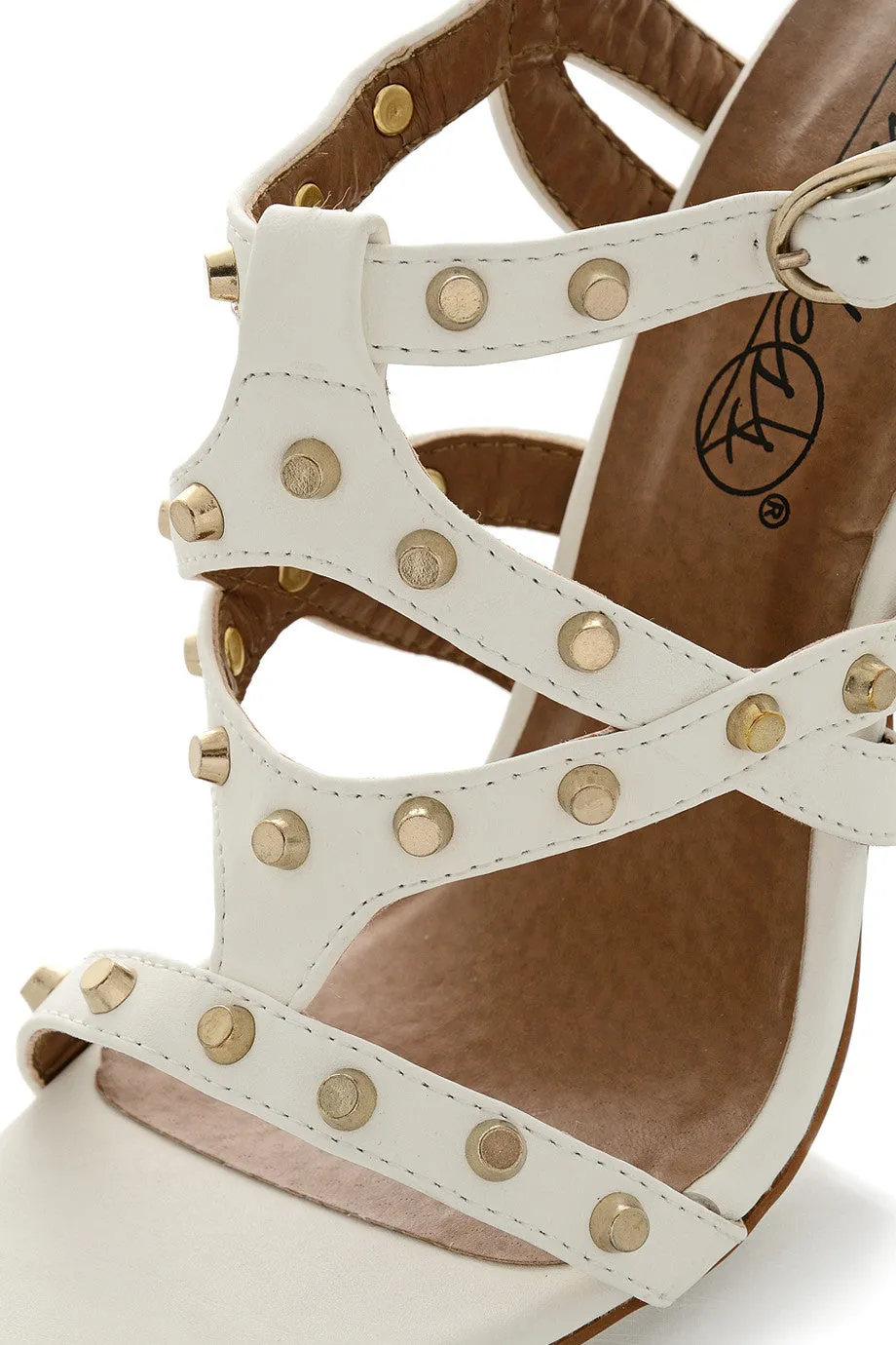 CYNDIE Off White Studded Heels