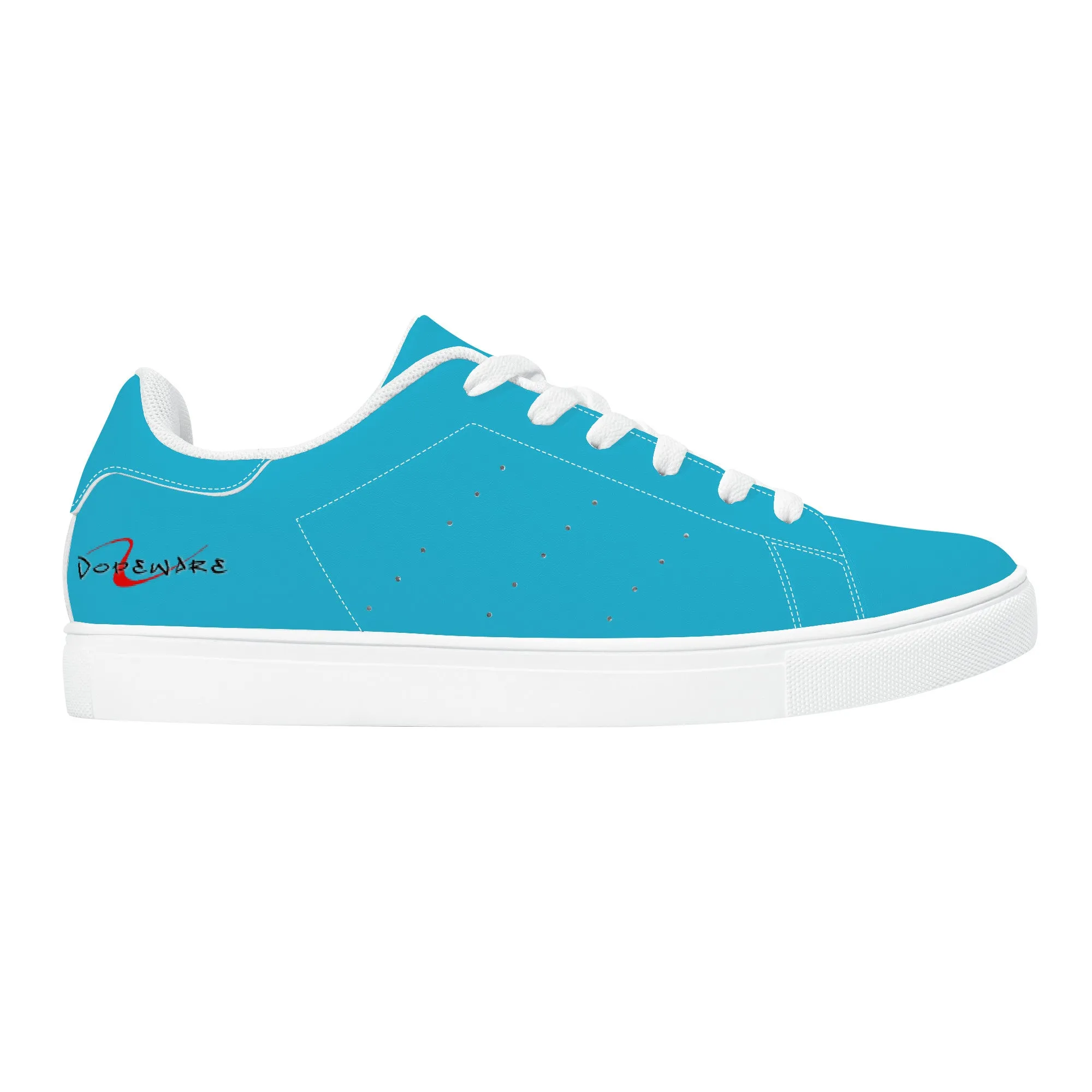 D27 Low-Top Synthetic Leather Sneakers - Light Blue