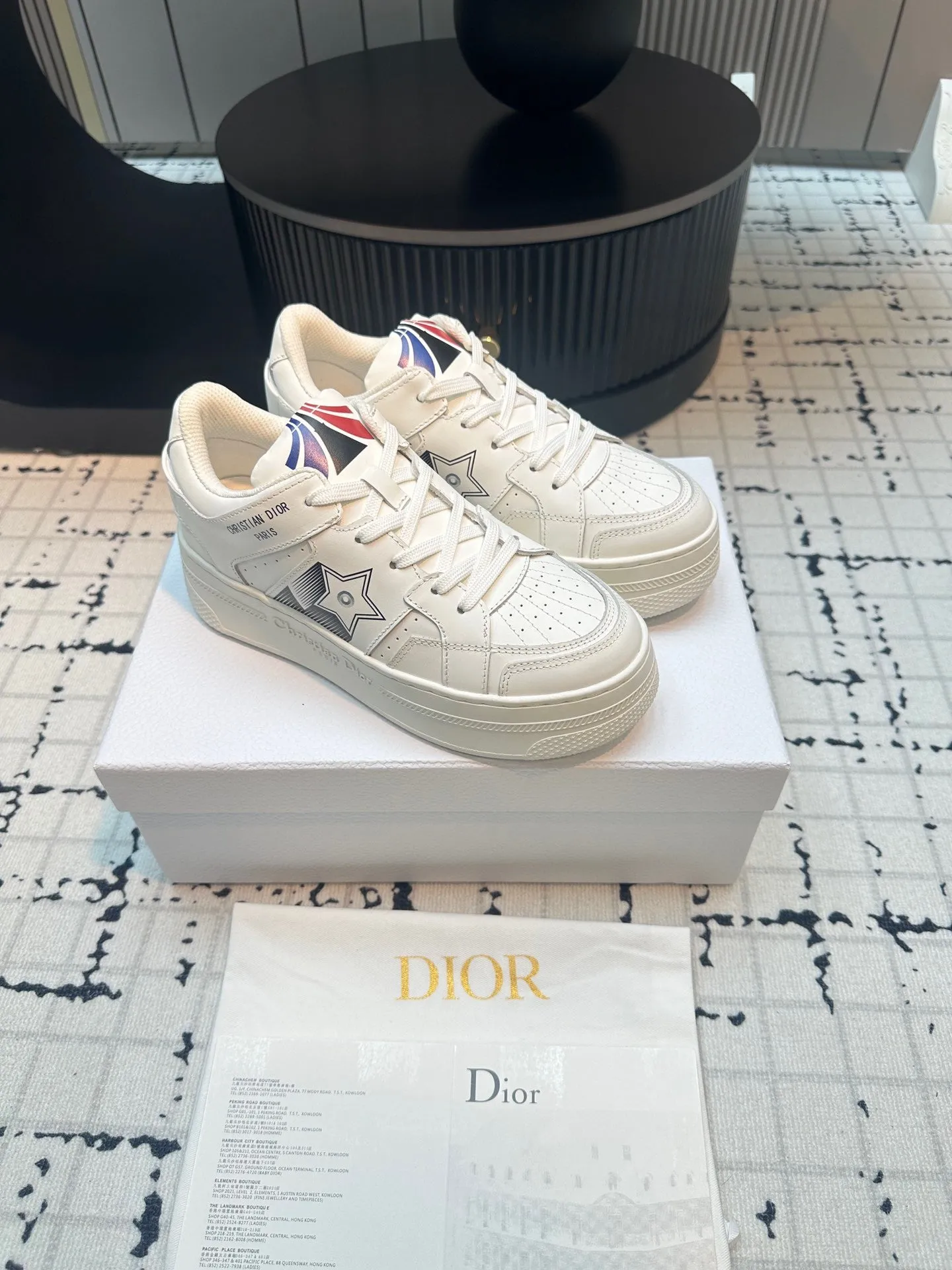 DOR Star Platform Sneaker White Calfskin and Suede-164