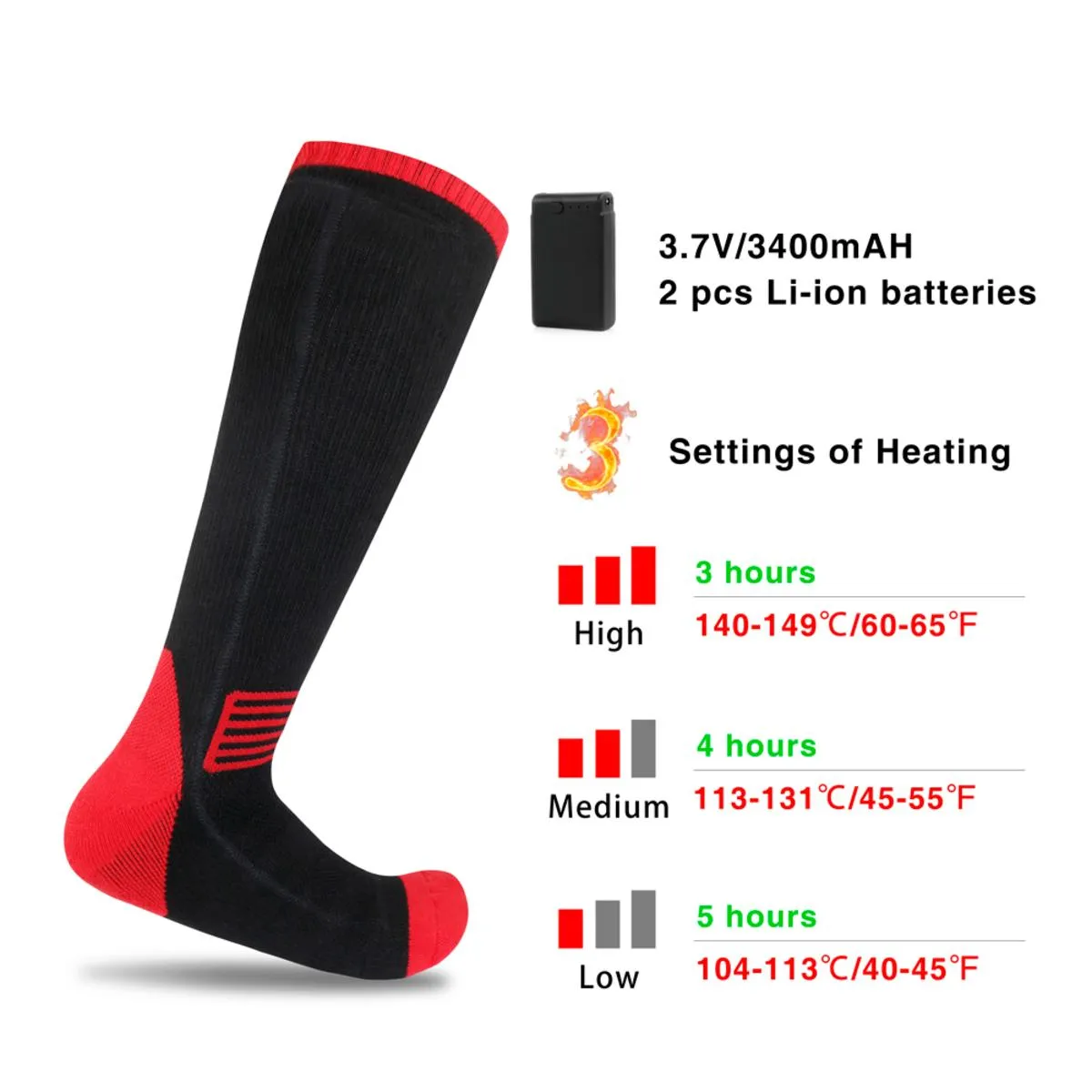 Dr.Warm Winter Sports Foot Warmer Electric Heated Socks