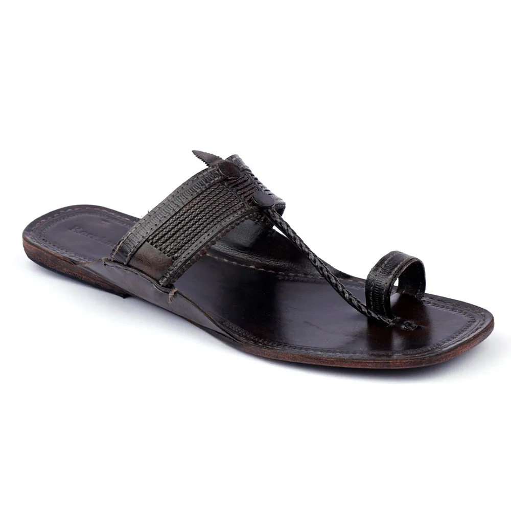 Elegant Brown Handstitched Leather Kolhapuri Men Slipper