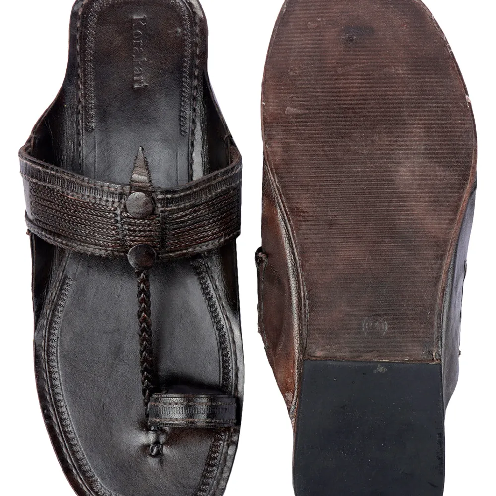 Elegant Brown Handstitched Leather Kolhapuri Men Slipper