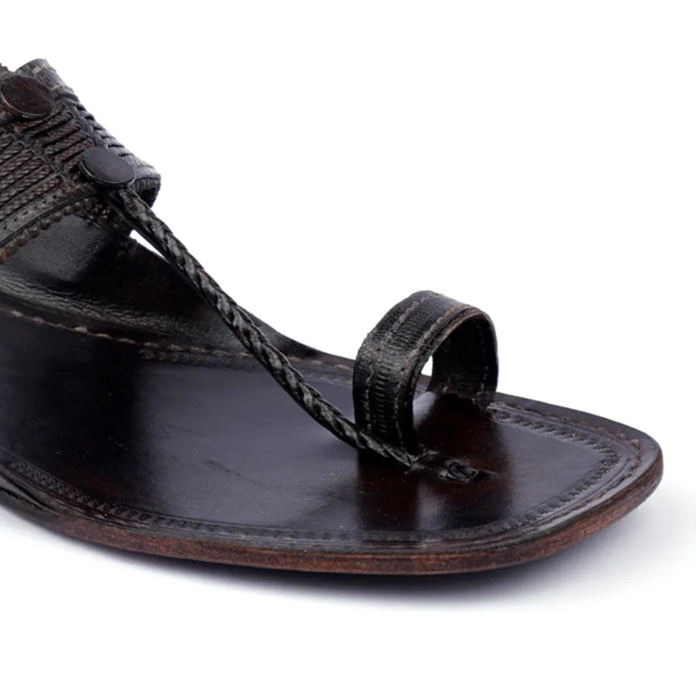 Elegant Brown Handstitched Leather Kolhapuri Men Slipper